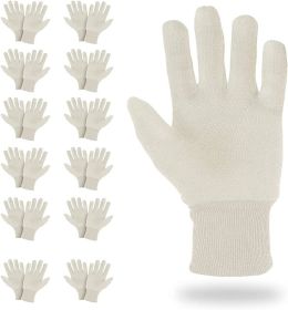 Jersey Gloves for Men and Women 10", Pack of 480 Cotton Jersey Work Gloves Natural Color with Elastic Knit Wrists, Jersey Garden Gloves