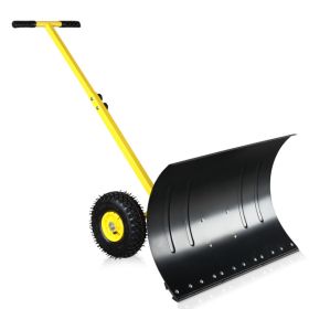 74*47cm Iron Yellow T-Handle Black Blade Adjustable Human-Powered Snow Plow