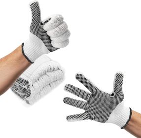 PVC String Knit Work Gloves 9.5 Size Pack of 480 Safety Work Gloves White Color with Black Dots. Coton Gloves for Warehouse Gardening Construction. Gl