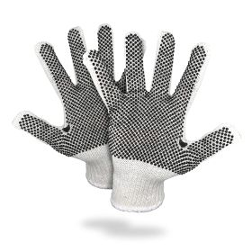 PVC String Knit Work Gloves 9.5 Size Pack of 240 Safety Work Gloves White Color with Black Dots. Coton Gloves for Warehouse Gardening Construction. Gl