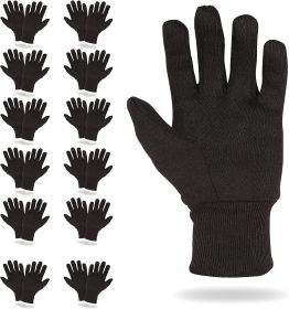 Pack of 600 Women's Brown Jersey Gloves 9.5" Washable Cotton Work Gloves 10 Oz with Elastic Knit Wrist. Cotton Polyester Reusable Gloves. Comfortable