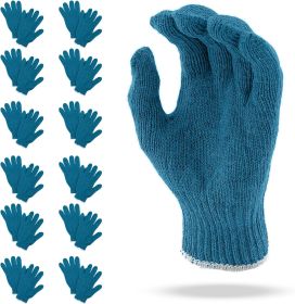 Blue Gray Knit Gloves 10" L Size. Pack of 480 Work Cotton Gloves for Men; Women 10 Oz Reusable Cotton Work Gloves; Breathable Working Grip Gloves; Thi