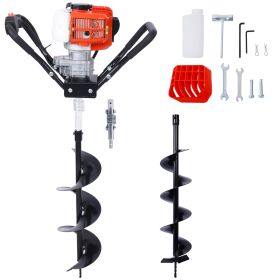 Post Hole Digger, 43cc Post Hole Digger, Gas Powered Earth Digger with 6&8" and absorber,Earth Auger Drill Bit, 30 inch Long Alloy Steel Auger