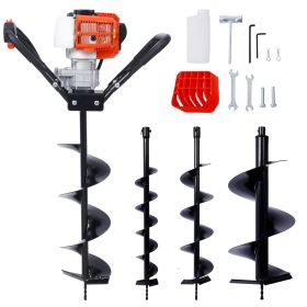 V-Type 52CC 2 Stroke Gas Post Hole Digger One Man Auger EPA Machine Plant Soil Digging Fence withHole Digger Replacement Auger Bits L4"+L6"+L8"+L12"