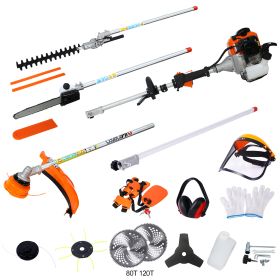 12 in 1 Multi-Functional Trimming Tool, 52CC 2-Cycle Garden Tool System with Gas Pole Saw, Hedge Trimmer, Grass Trimmer