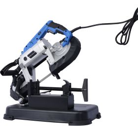 High-Performance Portable Band Saw with Removable Stainless Steel Base, 45u00b0-90u00b0 Cutting, 10A 1100W Motor, 5-inch Depth Cut,