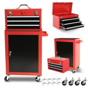 3-Drawer Rolling Tool Chest with Wheels, Tool Chest with Large Storage Cabinet and Adjustable Shelf