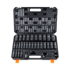 VEVOR 1/2" Drive Deep Impact Socket Set, 34pcs Socket Set Metric (8-36mm) 6 Point Cr-MO Alloy Steel for Auto Repair, Rugged Construction