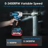 3-In-1 Cordless Electric Impact Wrench Drill Screwdriver with Brushless Motor Max 3450RPM Variable Speed