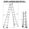 Aluminum Multi-Position Ladder with Wheels, 300 lbs Weight Rating, 22 FT