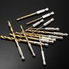 13 Pcs Hex Shank Drill Bit Set Titanium Coated Twist Drill Set High Speed Steel