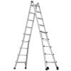 Aluminum Multi-Position Ladder with Wheels, 300 lbs Weight Rating, 22 FT