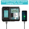 Rapid Charger Replacement Fit for Makita 14.4-18V Battery BL1860 BL1830 BL1850 with LCD Display USB Port