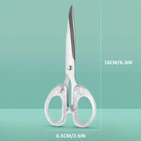 Transparent Handle Office Cutting Tools New Design Exquisite Good-looking Scissors Transparent Scissors School Student Office Multi-functional Manual (Items: 6.3inch)