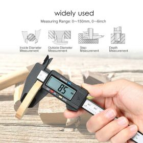 Carbin Fiber Electronic Digital Vernier Caliper Micrometer Guage LCD 6 150mm (Color: Black)