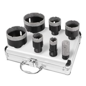 7-Piece Diamond Hole Saw Kit (size: 9.06 x 6.69 x 3.35 inches)