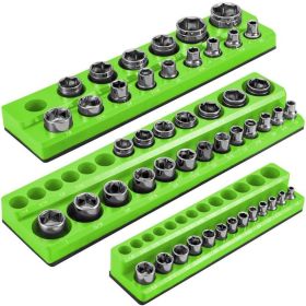 3-Pack Metric Magnetic Socket Organizers For Tool Box Organizer (Color: Green, Type: Sockets Storage)